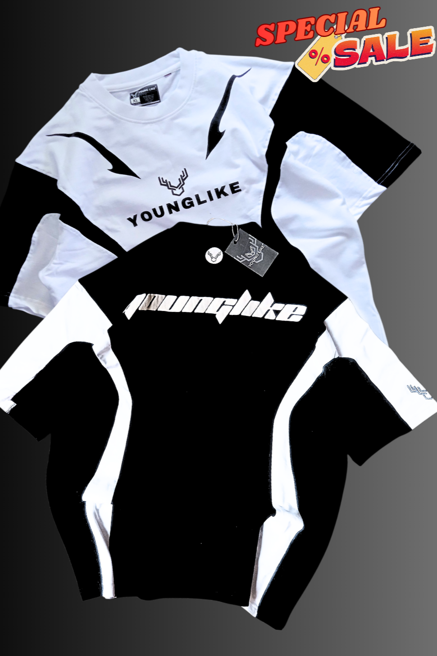 Oversized t-shirts 2 ps Black and white#1999