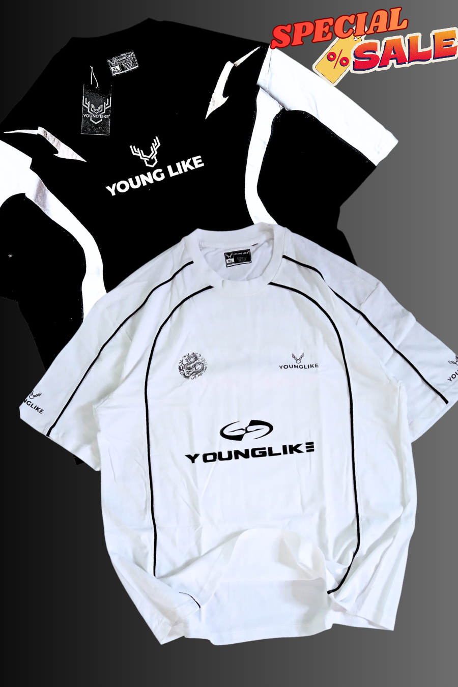 OVERSIZED T-SHIRTS #1025 + #999 BLACK AND WHITE 2 PS