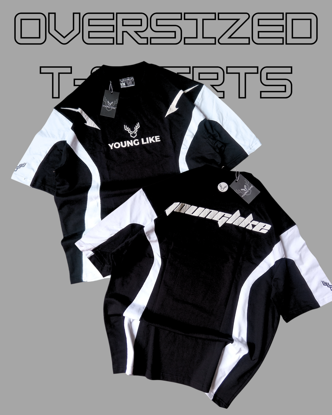 Oversized t-shirts 2 ps Black and white#1999